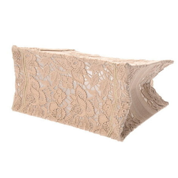 CHRISTIAN DIOR Book Tote Small Beige Lace Handbag - Picture 5 of 12